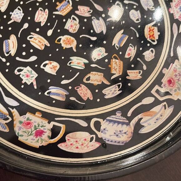 Dept 56 teapot metal serving tray tin tea leave - Picture 5 of 7